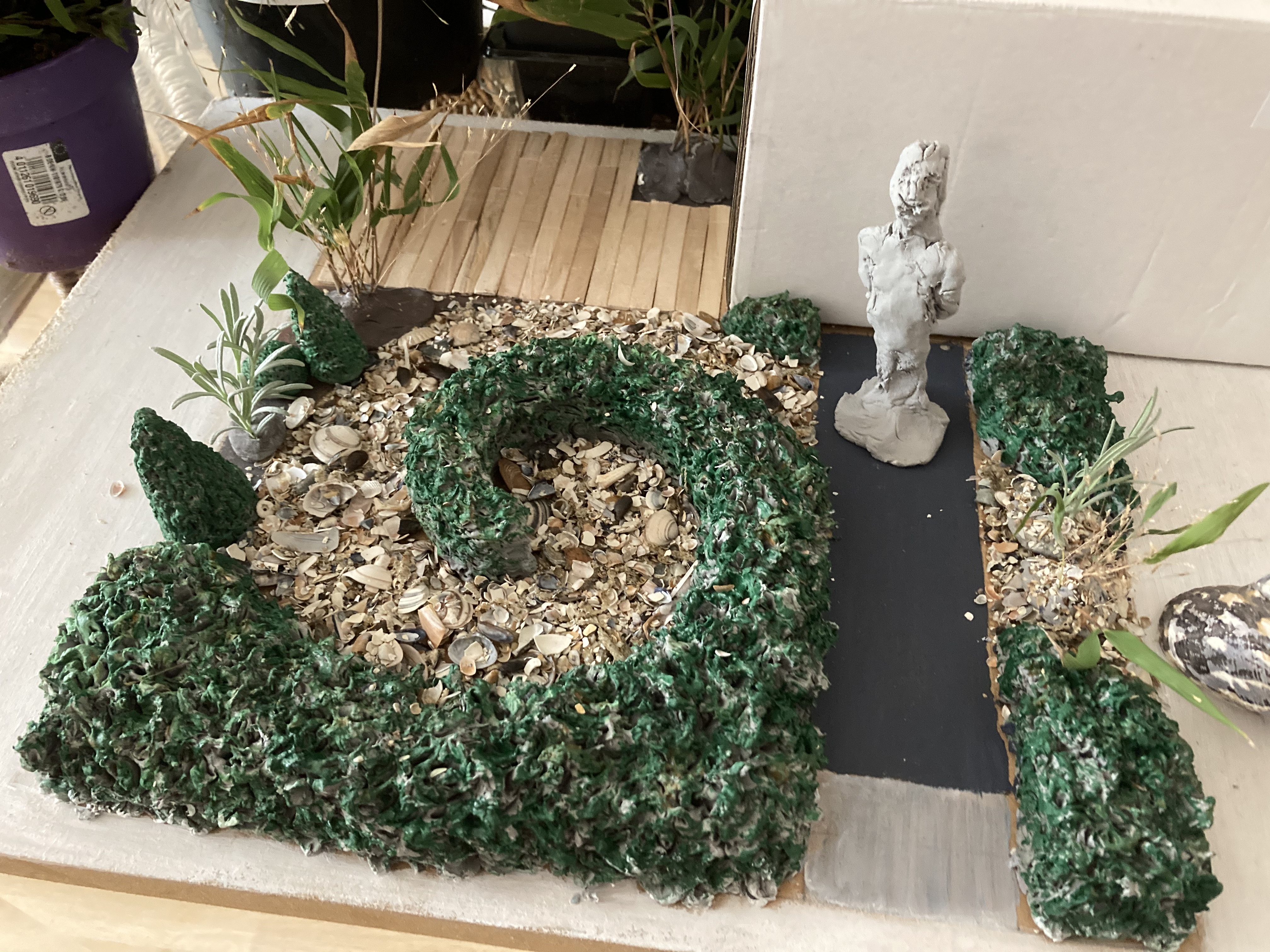 De maquette van onze toekomstige voortuin.